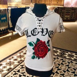 On Fire Love White Hoodie T- Shirt